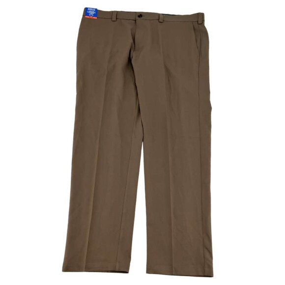 Haggar | Men's Cool Right Performance Pants | Dark Khaki | 42 x 32 - Picture 1 of 3